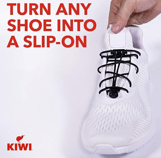 KIWI Sneaker No-Tie Shoe Laces, Black/White - Pack Of 4