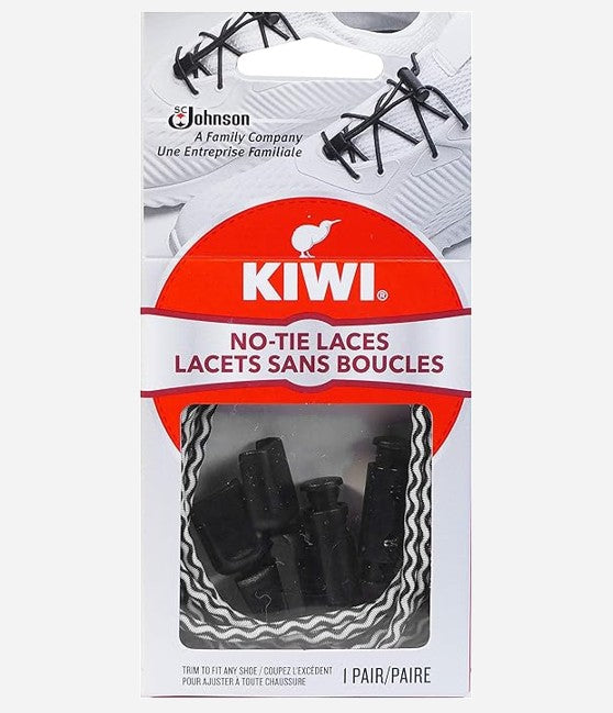 KIWI Sneaker No-Tie Shoe Laces, Black/White - Pack Of 4